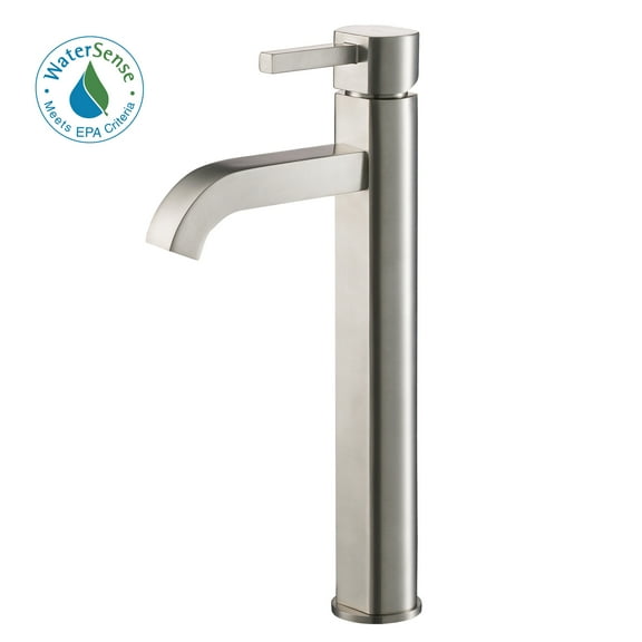 KRAUS Ramus Tall Vessel Bathroom Faucet, Satin Nickel Finish