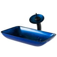 thumbnail image 1 of KRAUS Rectangular Blue Glass Bathroom Vessel Sink and Waterfall Faucet Combo Set with Matching Disk and Pop-Up Drain, Oil Rubbed Bronze Finish, 1 of 8