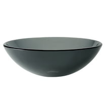 KRAUS Round Clear Black Glass Vessel Bathroom Sink, 16 1/2 inch