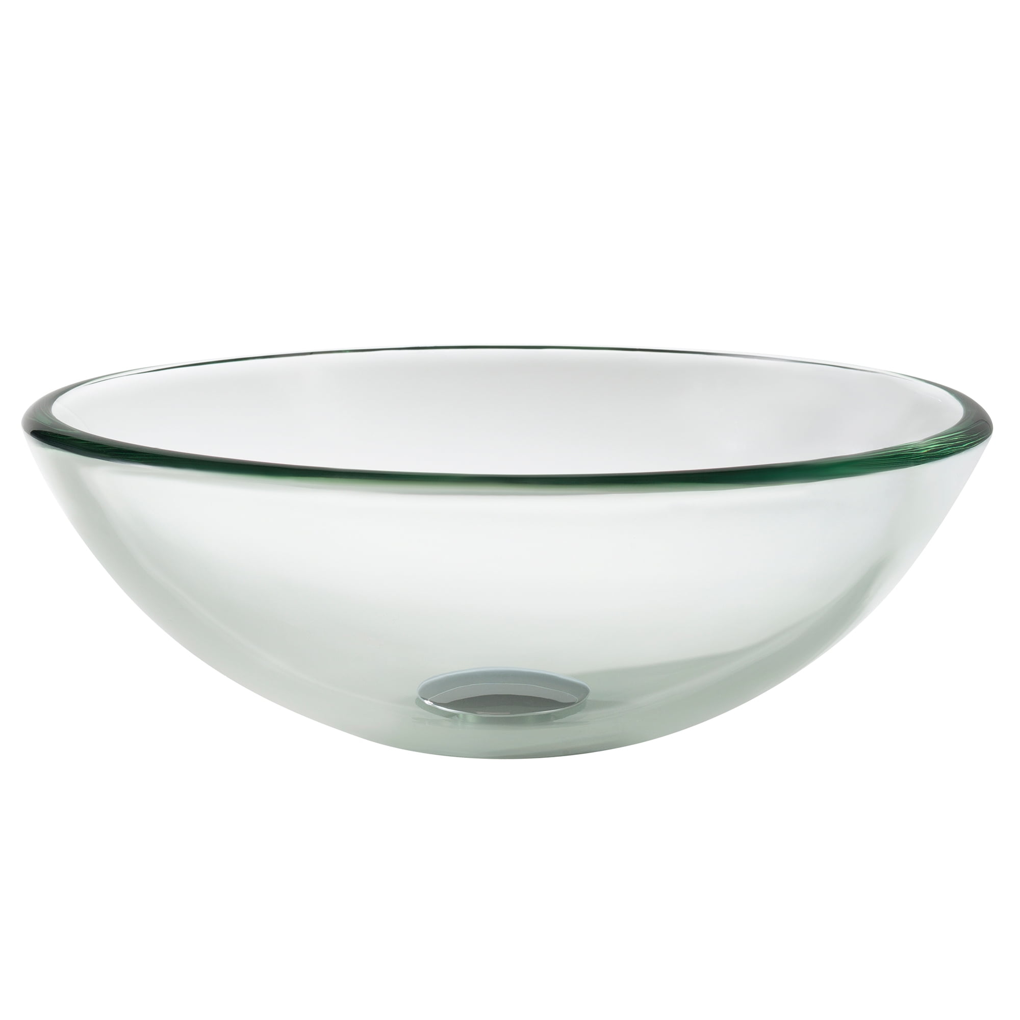 Clear Round Tempered Glass Vessel Sink, 14 inch