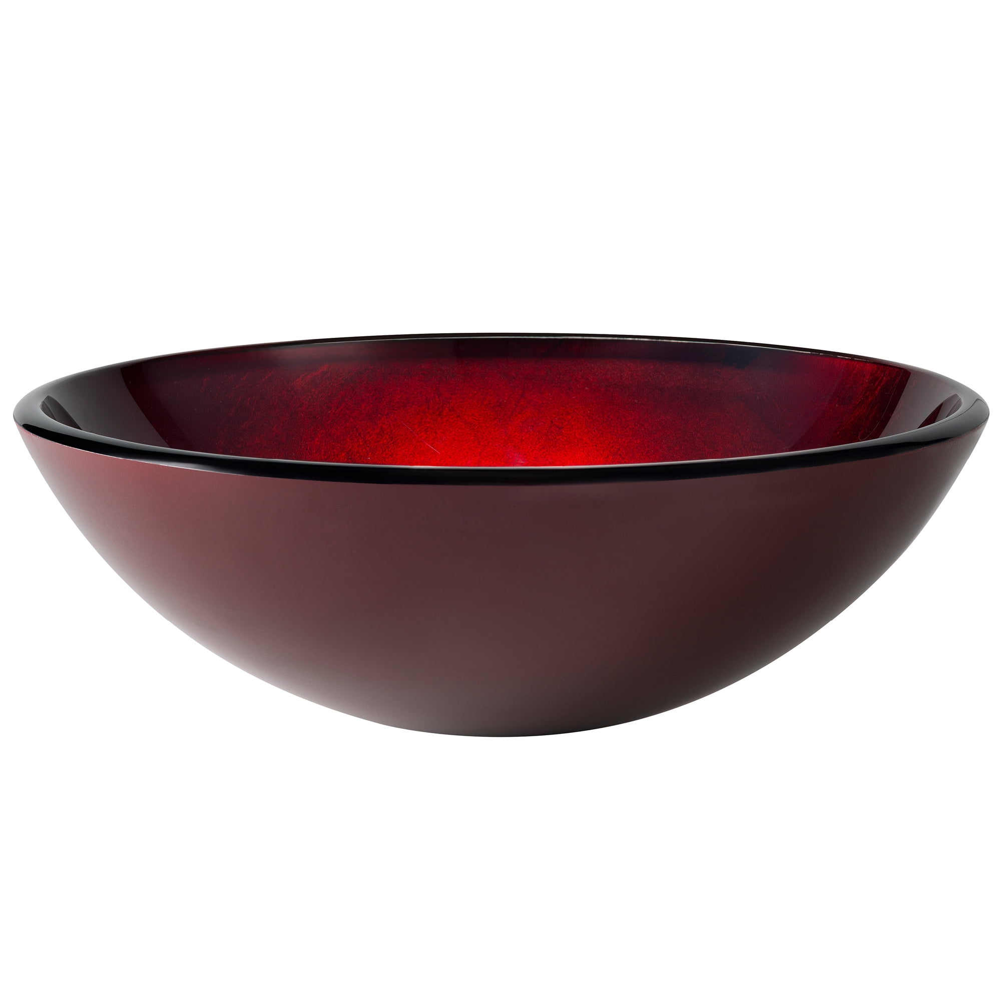 Red Tempered Glass Circular Vessel Bathroom Sink