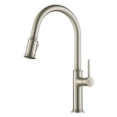 KRAUS Sellette™ Single Handle Pull Down Kitchen Faucet with Dual Function Sprayhead in all-Brite™ Spot Free Stainless Steel Finish