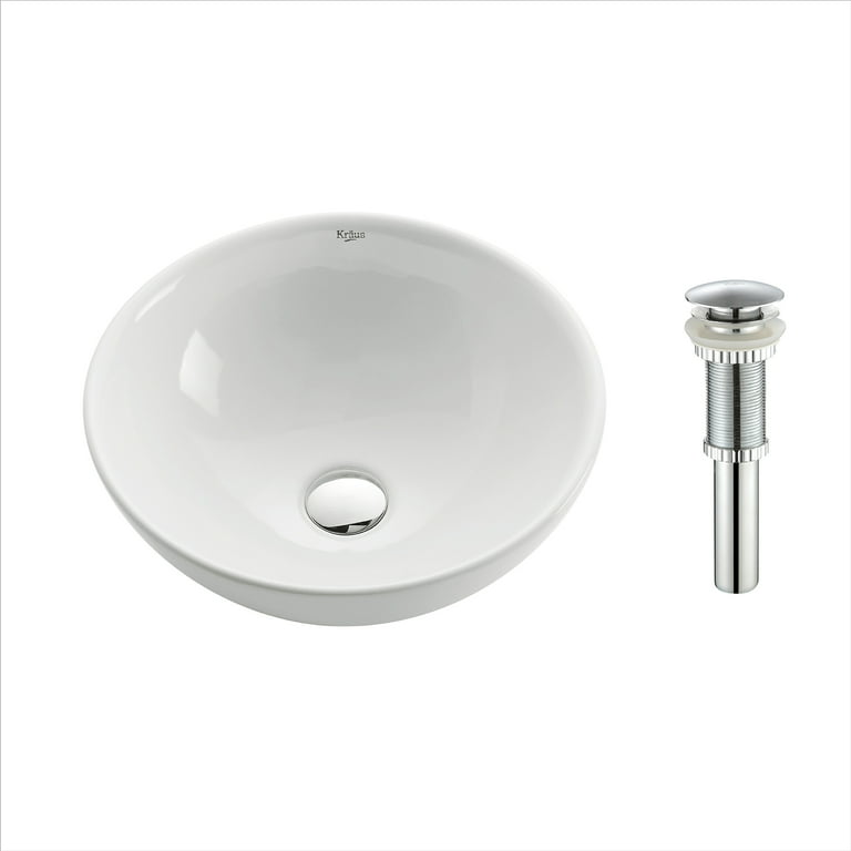 KRAUS Soft Round Ceramic Vessel Bathroom Sink in White KRAUS Soft Round Ceramic Vessel Bathroom Sink in White