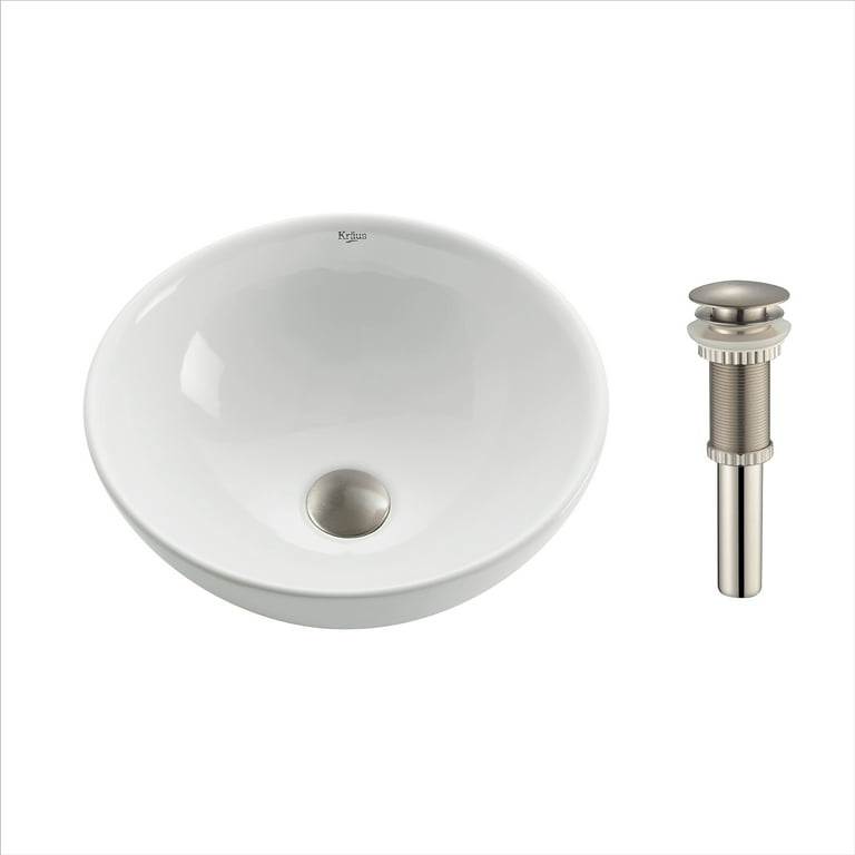 KRAUS Soft Round Ceramic Vessel Bathroom Sink in White KRAUS Soft Round Ceramic Vessel Bathroom Sink in White