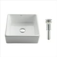 thumbnail image 1 of KRAUS Square Ceramic Vessel Bathroom Sink in White with Pop-Up Drain in Chrome, 1 of 11