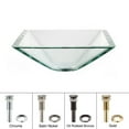 thumbnail image 1 of KRAUS Square Glass Vessel Sink in Clear with Pop-Up Drain and Mounting Ring in Chrome, 1 of 6