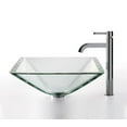 thumbnail image 1 of KRAUS Square Glass Vessel Sink in Clear with Ramus Faucet in Chrome, 1 of 6