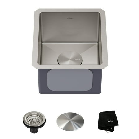 KRAUS Standart Pro 13" Undermount Single Bowl 16 Gauge Stainless Steel Bar Kitchen Sink