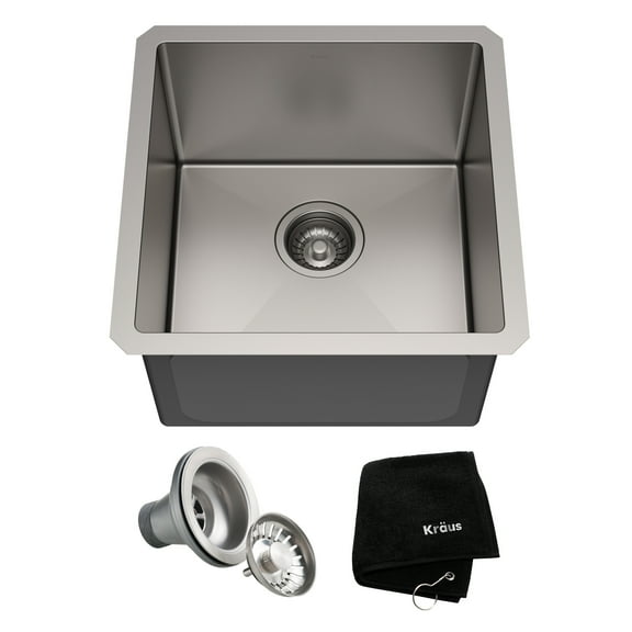 KRAUS Standart Pro 17" Undermount Single Bowl 16 Gauge Stainless Steel Bar Kitchen Sink