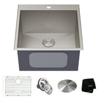 KRAUS Standart PRO 22" Drop In / Top Mount 16 Gauge Deep Laundry Utility Stainless Steel Kitchen Sink