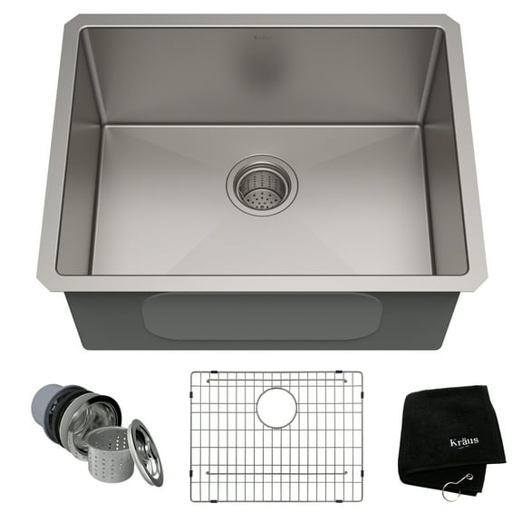 KRAUS Standart Pro 23" Undermount Single Bowl 16 Gauge Stainless Steel Kitchen Sink