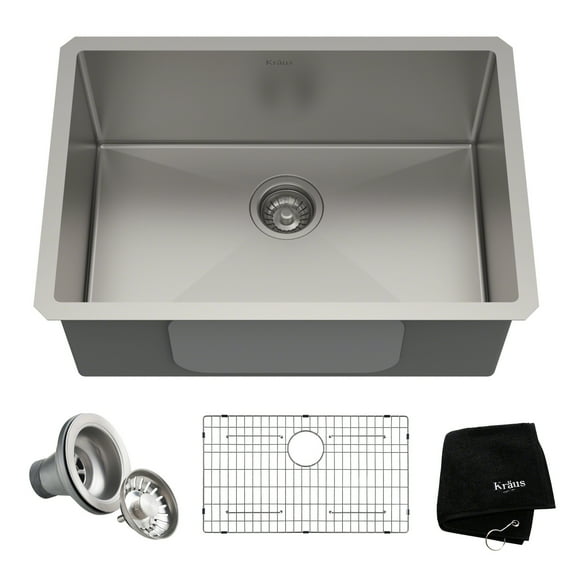 KRAUS Standart Pro 26" Undermount Single Bowl 16 Gauge Stainless Steel Kitchen Sink