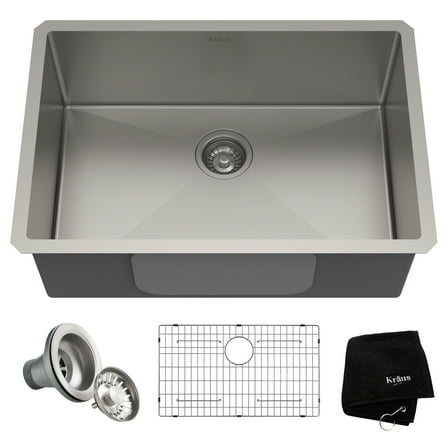 KRAUS Standart Pro 28" Undermount Single Bowl 16 Gauge Stainless Steel Kitchen Sink