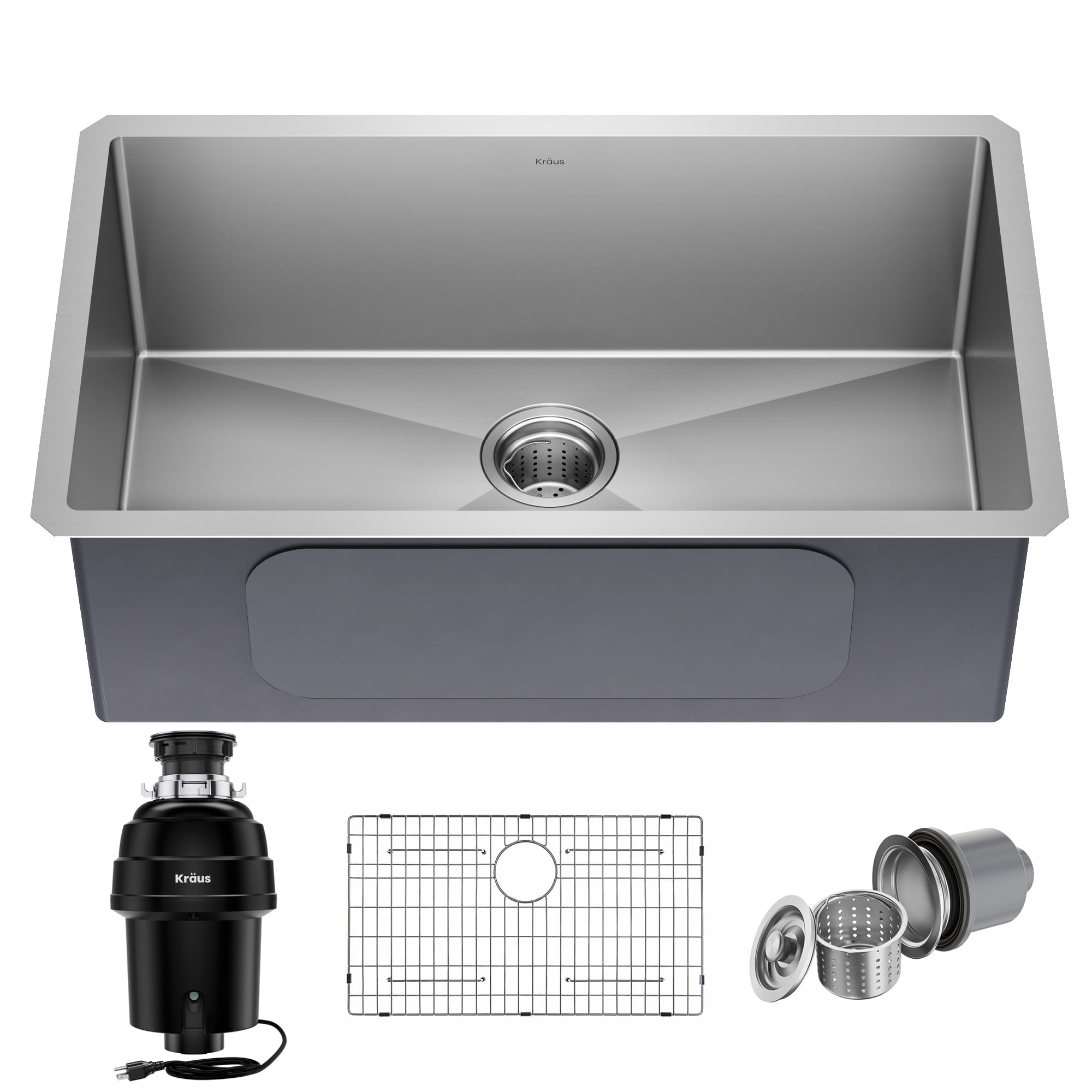 KRAUS Standart PRO 30inch 16 Gauge Undermount Single Bowl Stainless Steel Kitchen Sink with