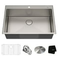 thumbnail image 1 of KRAUS Standart PRO 33-inch 16 Gauge Drop-In Single Bowl 2-Hole Stainless Steel Kitchen Sink, 1 of 14