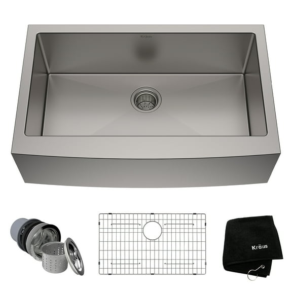KRAUS Standart Pro 33" Apron Front Farmhouse 16 Gauge Single Bowl Stainless Steel Kitchen Sink