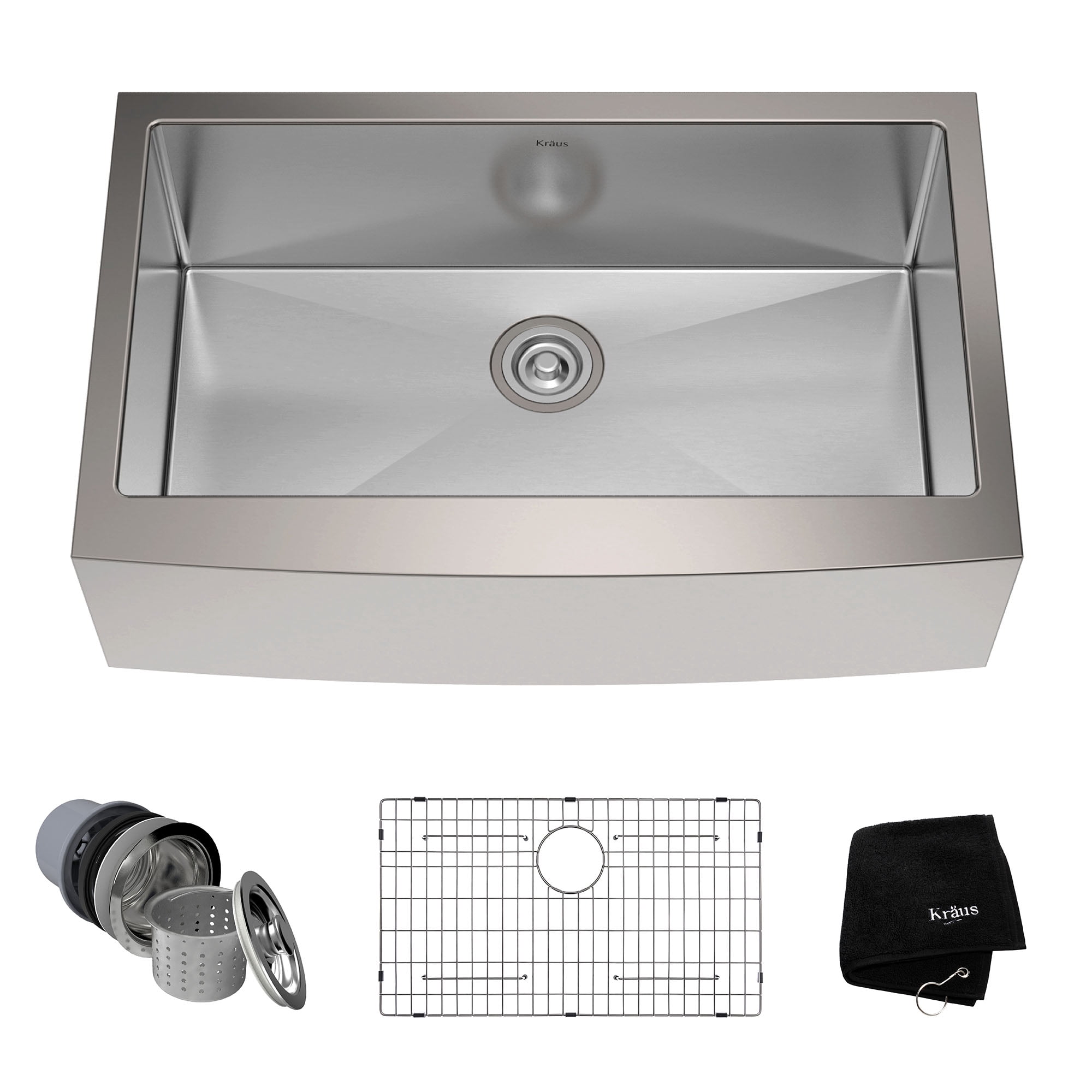 KRAUS Standart Pro 33" Apron Front Farmhouse 16 Gauge Single Bowl Stainless Steel Kitchen Sink