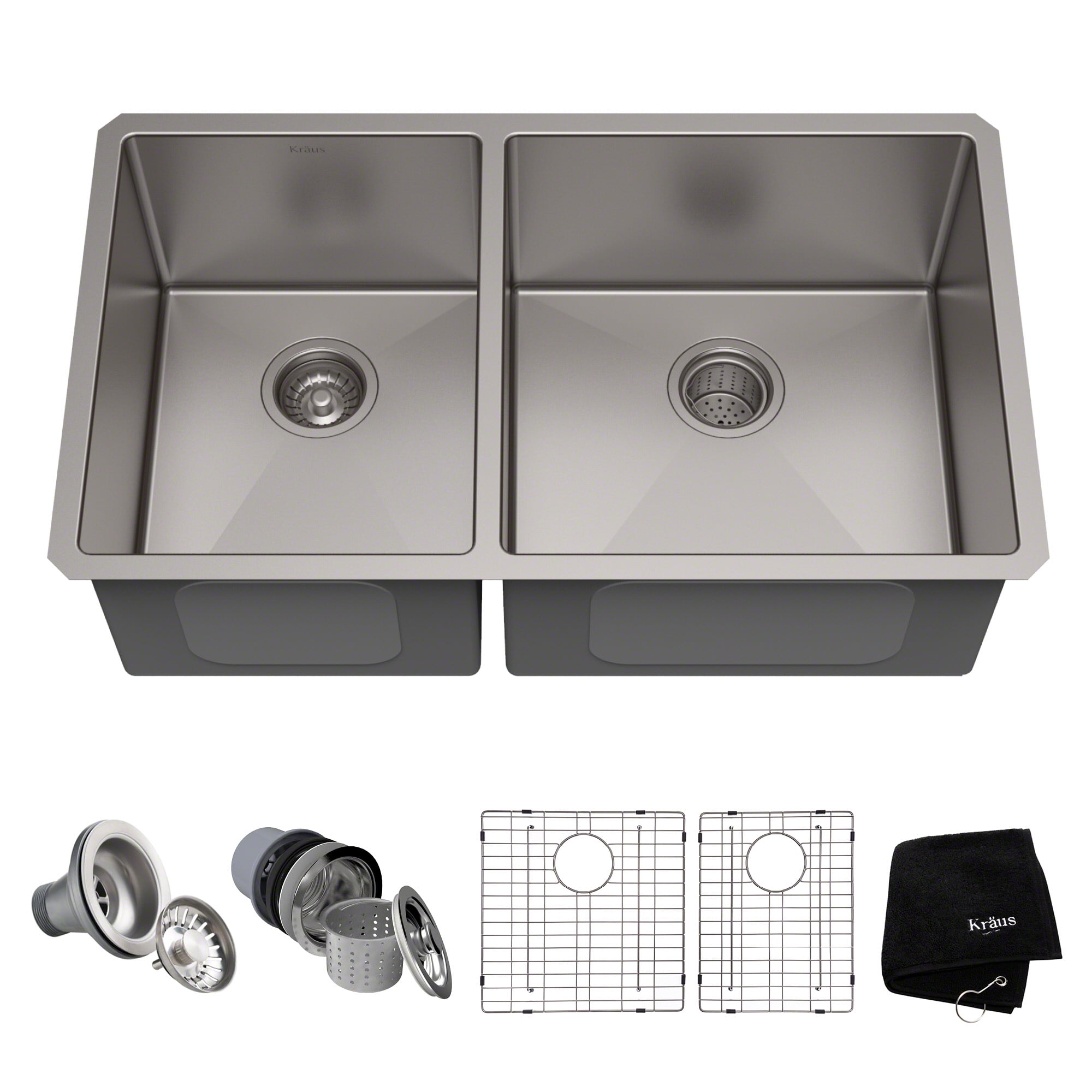 KRAUS Standart PRO 33-inch 16 Gauge Undermount 60/40 Double Bowl Stainless  Steel Kitchen Sink