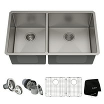 KRAUS Standart Pro 33" Undermount 60/40 Double Bowl 16 Gauge Stainless Steel Kitchen Sink