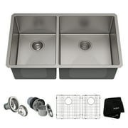 KRAUS Standart Pro 33" Undermount 60/40 Double Bowl 16 Gauge Stainless Steel Kitchen Sink