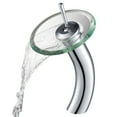 thumbnail image 1 of KRAUS Tall Waterfall Bathroom Faucet for Vessel Sink with Clear Glass Disk, Chrome Finish, 1 of 10