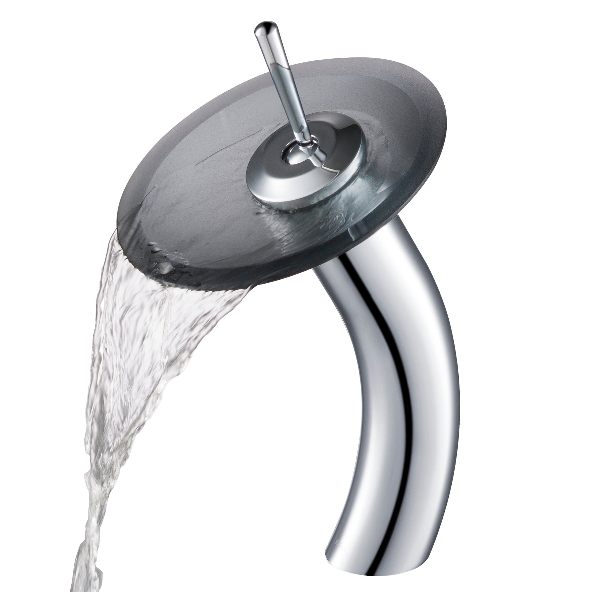 Chrome and Glass Waterfall Vessel Sink Faucet