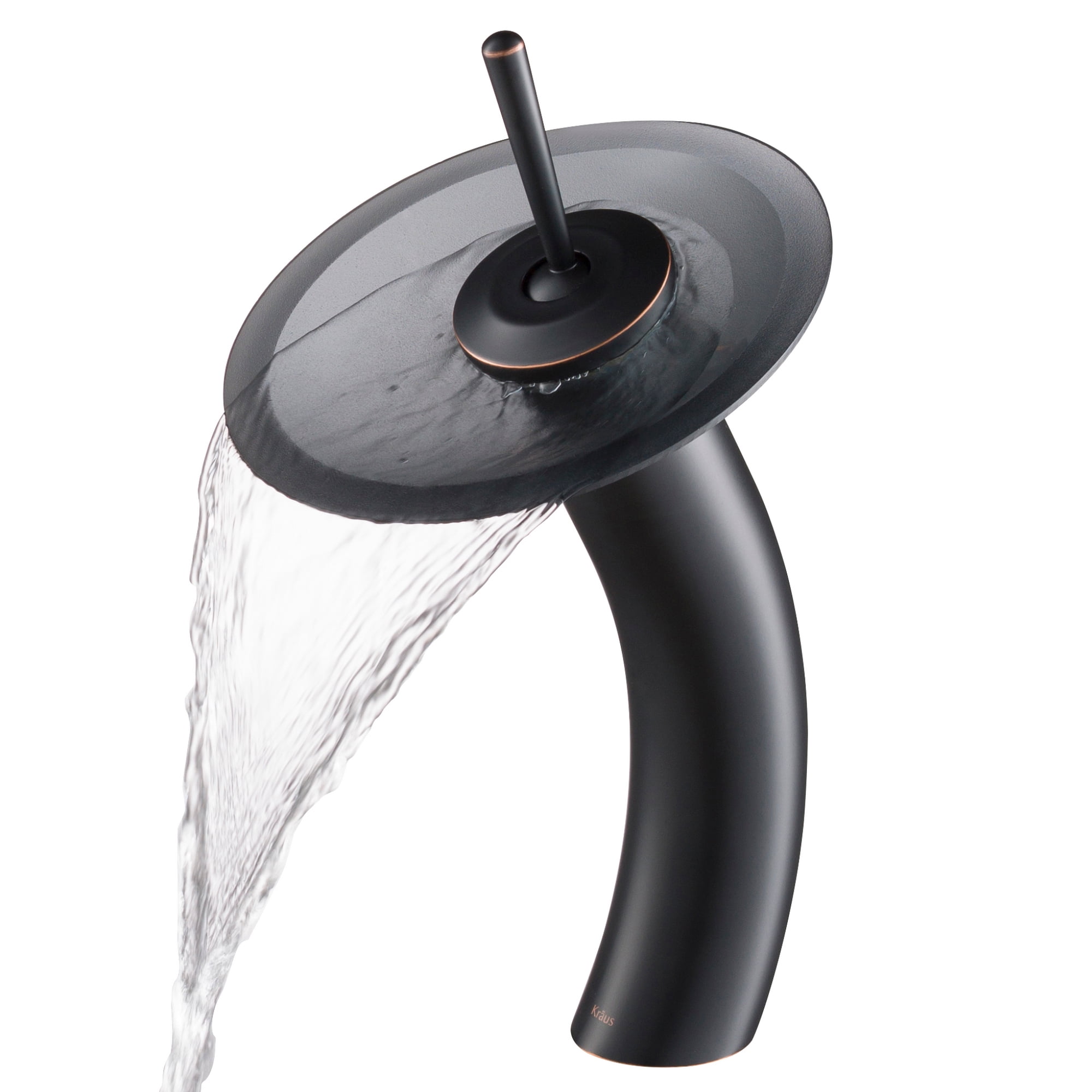 KRAUS Tall Waterfall Bathroom Faucet for Vessel Sink with Frosted Black ...