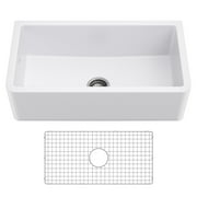 KRAUS Turino 33 Farmhouse Reversible Apron Front Fireclay Single Bowl Kitchen Sink in Matte White