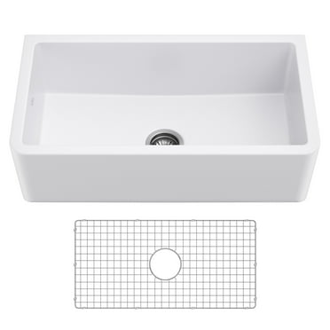 KRAUS Turino 33 Farmhouse Reversible Apron Front Fireclay Single Bowl Kitchen Sink in Matte White