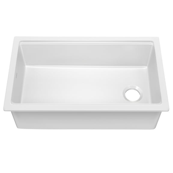 KRAUS Turino 33” Fireclay Workstation Drop-In / Undermount Single Bowl Kitchen Sink in Gloss White