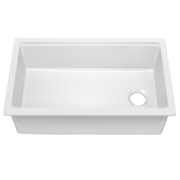 KRAUS Turino 33” Fireclay Workstation Drop-In / Undermount Single Bowl Kitchen Sink in Gloss White
