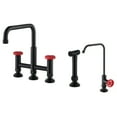 thumbnail image 1 of KRAUS Urbix™ Industrial Bridge Kitchen Faucet and Water Filter Faucet Combo in Matte Black/Red, 1 of 11