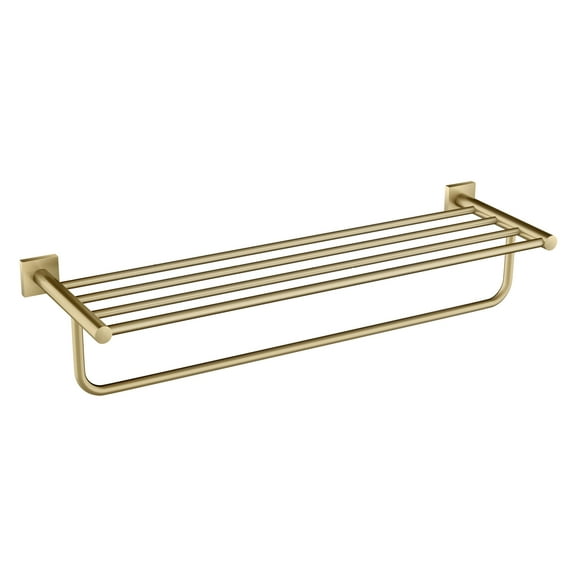 KRAUS Ventus Bathroom Shelf Towel Rack with Towel Bar in Brushed Gold