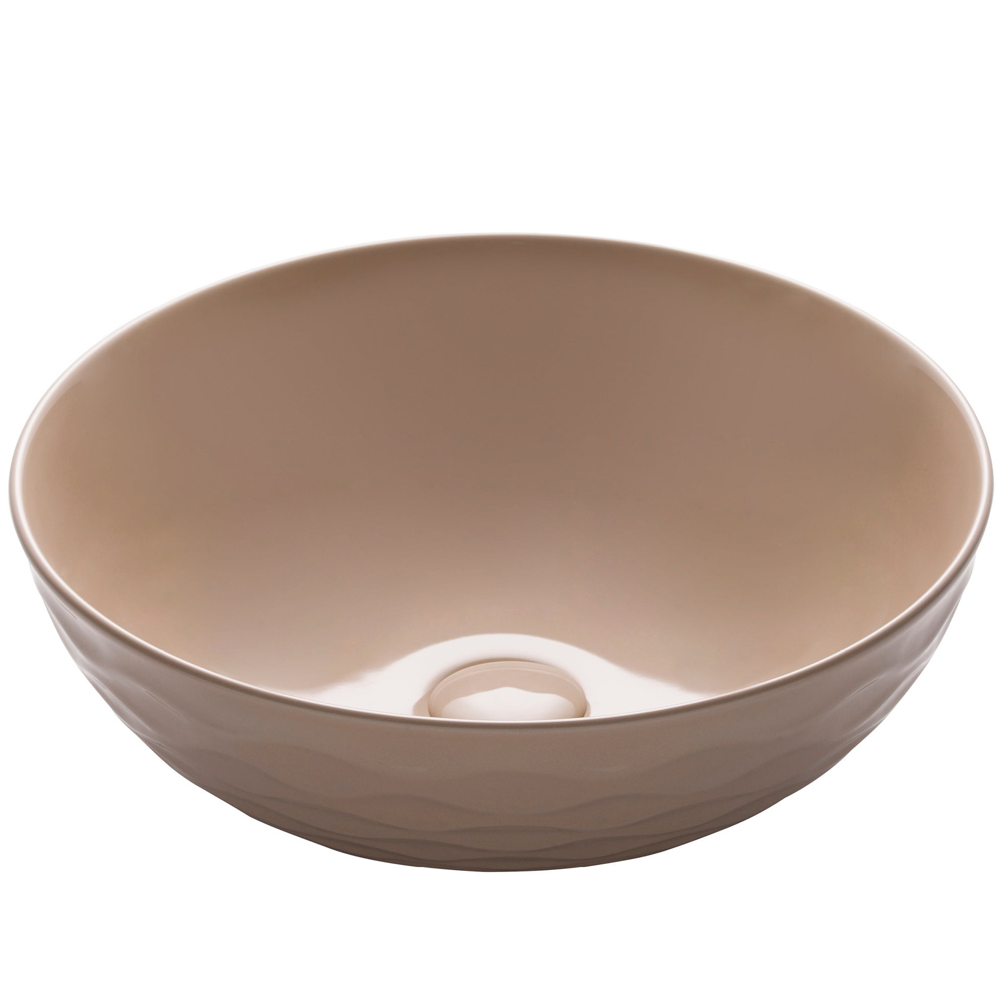 Beige Round Ceramic Vessel Sink with Ultra-Slim Edges