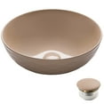 thumbnail image 1 of KRAUS Viva Round Beige Porcelain Ceramic Vessel Bathroom Sink with Pop-Up Drain, 16 1/2 in. D x 5 1/2 in. H, 1 of 16