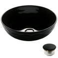 thumbnail image 1 of KRAUS Viva Round Black Porcelain Ceramic Vessel Bathroom Sink with Pop-Up Drain, 16 1/2 in. D x 5 1/2 in. H, 1 of 16