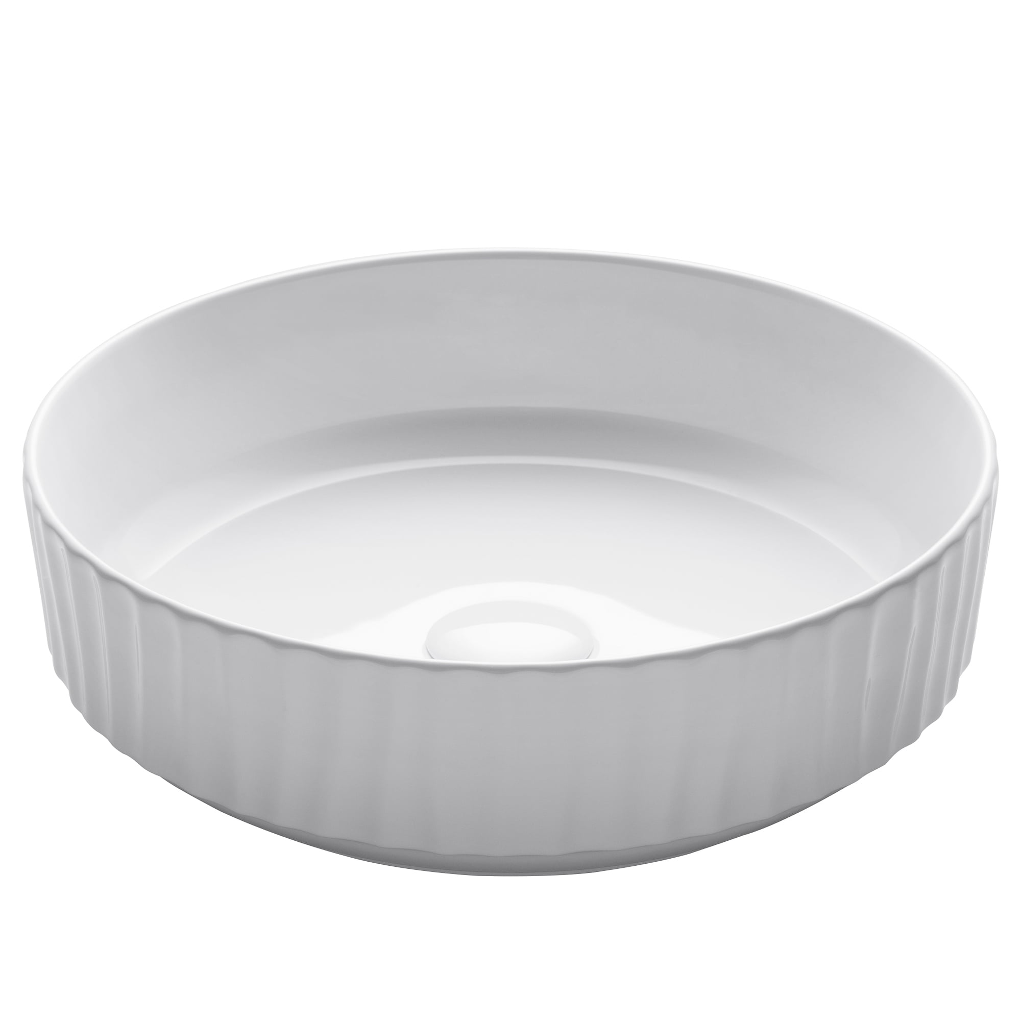 White Round Ceramic Vessel Bathroom Sink with Ultra-Slim Edges