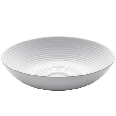 KRAUS Viva Round White Porcelain Ceramic Vessel Bathroom Sink, 16 1/2 in. D x 4 3/8 in. H