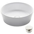 thumbnail image 1 of KRAUS Viva Round White Porcelain Ceramic Vessel Bathroom Sink with Pop-Up Drain, 15 3/4 in. D x 5 3/8 in. H, 1 of 16