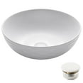 thumbnail image 1 of KRAUS Viva Round White Porcelain Ceramic Vessel Bathroom Sink with Pop-Up Drain, 16 1/2 in. D x 5 1/2 in. H, 1 of 16