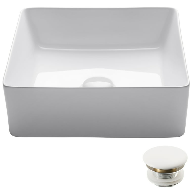 Viva 15-5/8 in. Square Porcelain Ceramic Vessel Sink in White Viva 15-5/8 in. Square Porcelain Ceramic Vessel Sink in White