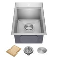 thumbnail image 1 of KRAUS Kore 15” Drop In / Top Mount Workstation 16 Gauge Single Bowl Stainless Steel Bar Kitchen Sink with Accessories, 1 of 7