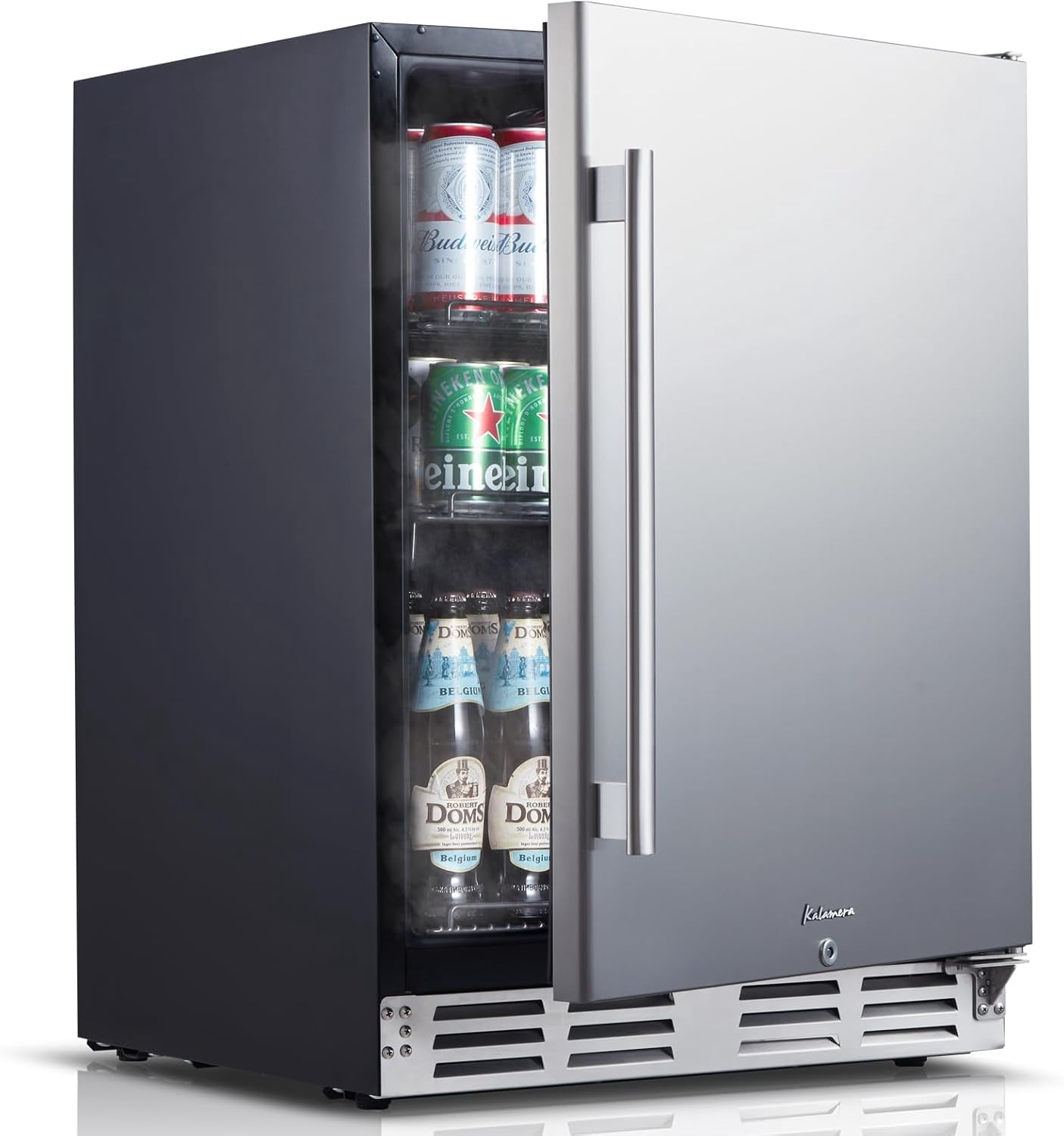 KRC-150BF Stainless Steel Counter Cooler 32-41℉ Temperature Range 24-inch Cooler Embedded or Stand-alone Mini Refrigerator For Kitchen\Bar\Room...