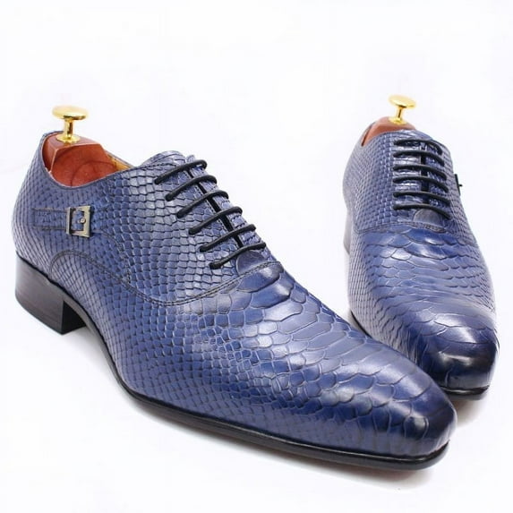 KRE Prime Men Luxury Oxford Snake Skin Prints Classic Style Dress Leather Shoes