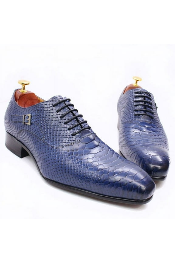 KRE Prime Men Luxury Oxford Snake Skin Prints Classic Style Dress Leather Shoes