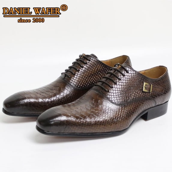 KRE PRIME Men's Luxury Snake-Skin Oxford Dress Shoes | US 7–12