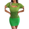 thumbnail image 1 of KRE Prime Women Color Block Cutout Short Sleeve Sweater Dress, 1 of 9