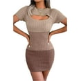 thumbnail image 1 of KRE Prime Women Color Block Cutout Short Sleeve Sweater Dress, 1 of 8