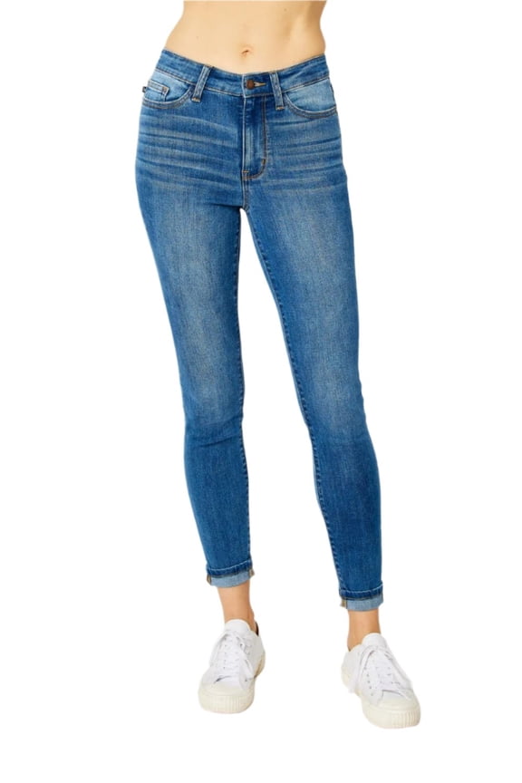Women Denim Full Size Cuffed Hem Low Waist Skinny Jeans