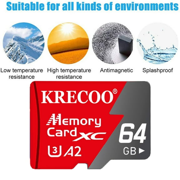 KRECOO Micro SD Card Class 10 UHS-I U3 V30 A2 High Speed TF Flash Memory Card with SD Adapter